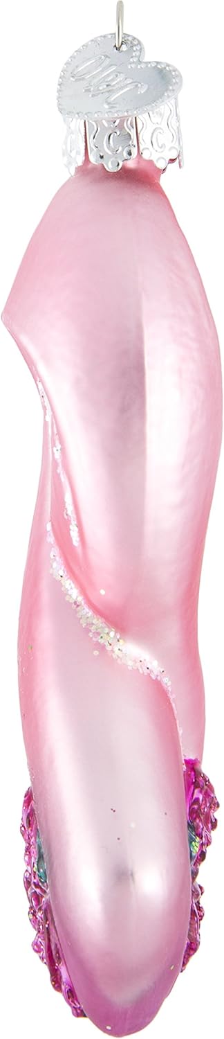 Old World Christmas Pink Ribbon with Roses Glass Blown Ornament for Christmas Tree...