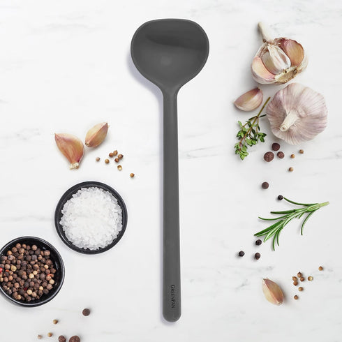 GreenPan Silicone Ladle, Soup Mixing Stirring Serving, Cooking Kitchen Utensil, Flexible Rubber Nonstick Cookware, Rigid Steel Core, Heat-Resistan...