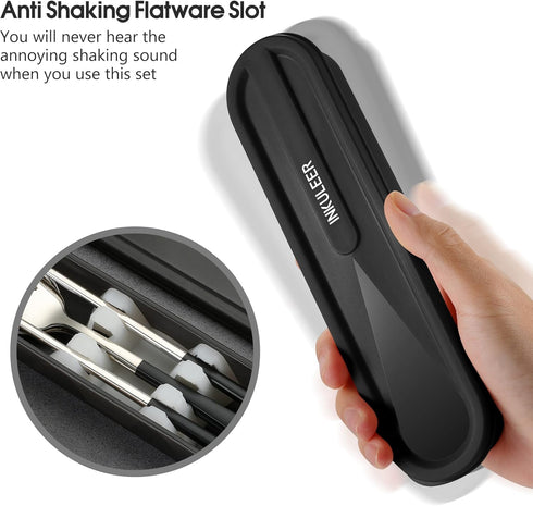 Travel cutlery set, 18/8 stainless steel cutlery, Reusable utensils set with case, Portable Silverware Lunch Box for Camping and Office...