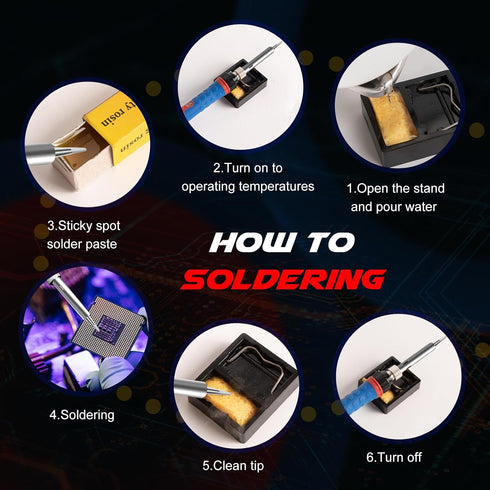 Soldering Iron Kit, 60W 110V Soldering Welding Iron Kit with Ceramic Heater, 10 in 1 Adjustable Temperature Soldering Welding Iron Kit Soldering I...