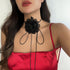 Salircon Big Rose Flower Choker Necklaces for Women Y2K Yarn Floral Velvet Choker Neckband Accessories for Dress...