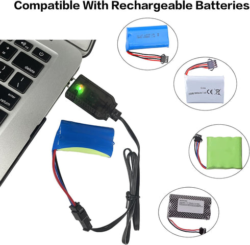 7.4V USB Charger Cable with SM-4PIN Plug Compatible RC Car RC Plane RC Tank RC Boat and Other Remote Control Toys for Universal 7.4V Lipo Battery ...