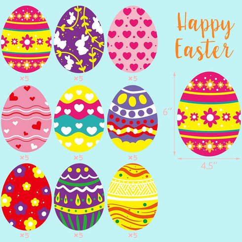 Easter Egg Cutouts for Spring Bulletin Board Classroom Decoration 45Pcs...