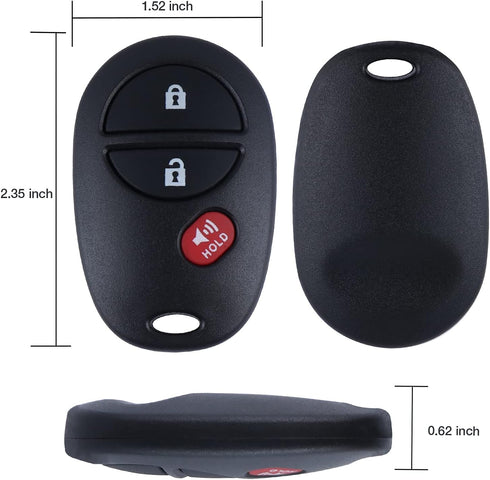 Car Keyless Entry Remote Key Fob fit 2007-2016 Toyota Tundra/2005-2016 Toyota Sienna/Sequoia/Tacoma (GQ43VT20T,315Mhz 3 Btn) 1 Pack...