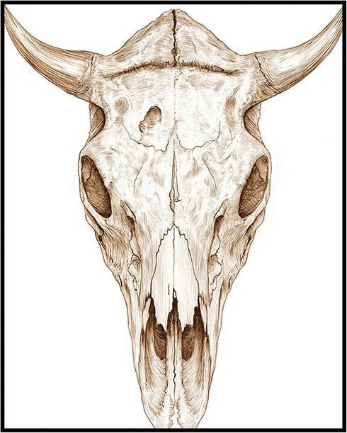 Posterizer 1 pcs-cow or bison skull art illustration 2-Gothic Art-Gift for Men Women Teens-Living Room Bedroom Decor- unframed wall art...