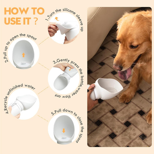 Silicone Dog Water Bottle, Dog Travel Water Bottle Foldable Extra Wide Cup, Lightweight Portable Dog Water Bottle with 2 Metal Pet Tag,Easy to Cle...