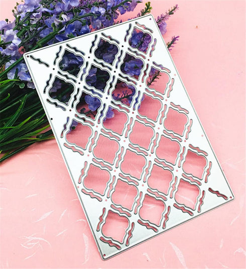 Cutting Dies Christmas Tag Set Metal Stencils Scrapbooking Tool DIY Carbon Steel Embossing Template for Paper Card Making (Rectangular grid-14x9.4...