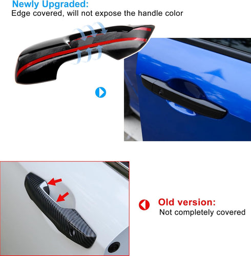 Thenice for 10th Gen Civic Carbon Fiber Grain Door Handle Cover Exterior Decoration Compatible with Honda Civic 2017 2018 2019 2020 2021 with Smar...