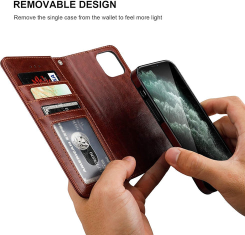 Bocasal Compatible with iPhone 12 & iPhone 12 Pro Wallet Case with Card Holder PU Leather Magnetic Detachable Kickstand Shockproof Wrist Strap Rem...