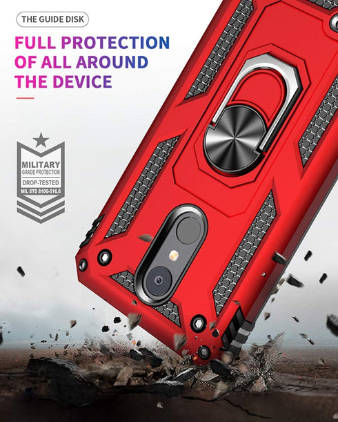 Military Grade Drop Impact for LG Aristo 3 Case,Aristo 2 Case Aristo 2 Plus/Rebel 4 LTE/Phoenix 4/Zone 4 Metal Rotating Ring Kickstand Holder Armo...