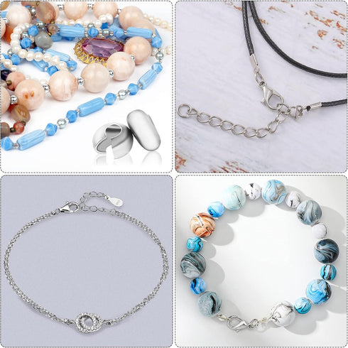880 Pieces Jewelry Making Accessories Set Include 80 Lobster Clasps 200 Bead Knot Covers 200 Crimp Cover 200 Crimp End Tip and 200 Jump Ring Conne...