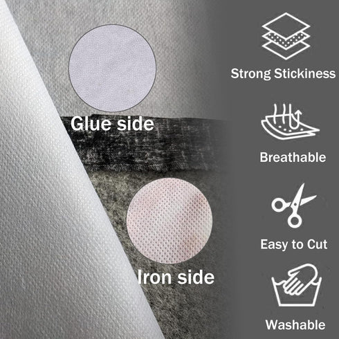 Fusible Interfacing 12in x 50yd,Light Weight Fusible Interfacing for Sewing,Non-Woven Iron-on Interfacing White Polyester Single-Sided Interfacing...