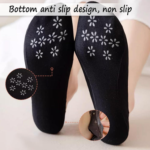 No Show Socks Womens Ultra Low Cut Liner Socks Non-Slip Invisible Liner Socks for Flats Heels Pumps, 5 Pairs, Sizes 5-8, 3 Black + 2 Nude...