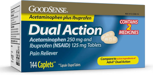 GoodSense Dual Action Acetaminophen 250 mg and Ibuprofen (NSAID) 125 mg Tablets, Pain Reliever for Headache Relief, Arthritis Pain Relief and More...