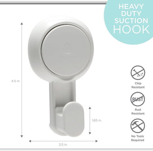 Bath Bliss 2 Pack Power Lock Gel-Suction Hooks | Shower and Bathroom Hook | Towel | Robe | Loofahs | Bags | Jackets | Easy Release | No Tools Requ...
