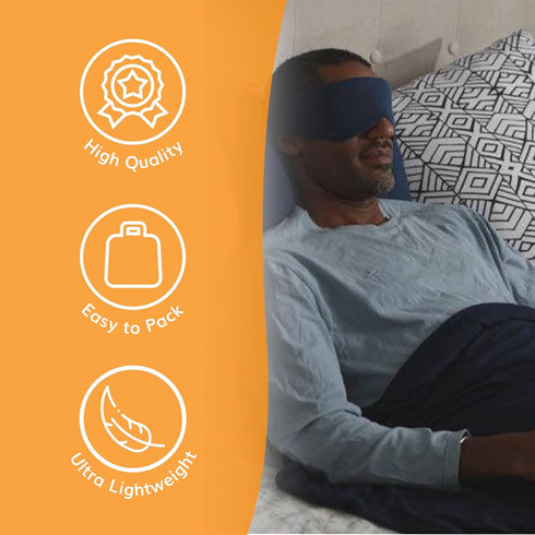 Happyluxe Escape Sleep Mask - Buttery Soft Airplane Eye Mask for Sleeping or Napping in Bed. Machine Washable. - Navy Blue, Made in USA...