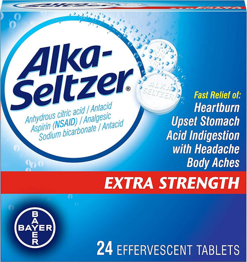 Alka-Seltzer-Extra Strength Tablets, Extra-Strength Antacid & Pain Relief, Original (24 Tablets)...