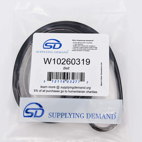 Supplying Demand W10260319 1552198 Front Load Clothes Washer Drive Belt Replacement Model Specific Not Universal