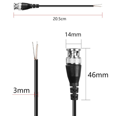 MEIRIYFA BNC Pigtail Cable Bare Wire, BNC Male Coaxial Connector Extension Plug with Open End Wire for CCTV Camera Terminal Adpater (5pcs BNC Male...