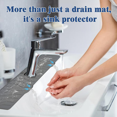 Kitchen Sink Splash Guard, 24in Silicone Faucet Mat Splash Catcher, Handle Drip Catcher Tray, Multipurpose for Kitchen Dish Drying Mats Sponge Hol...