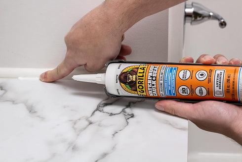 Gorilla Waterproof Caulk & Seal 100% Silicone Sealant Caulk, All Purpose, White, 10oz Cartridge (Pack of 2)...