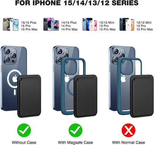 Miracase for MagSafe Wallet, Magnetic Card Wallet Holder, Compatible with MagSafe Wallet, 3-Card Holder, for iPhone 15/14/13/12 Series,Black......