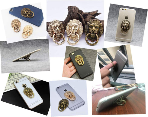 Lion Pattern Cell Phone Ring Stand Holder Colorful Cute Pattern Painted Universal Metal Buckle Finger Ring Kickstand Compatible Various Smartphone...