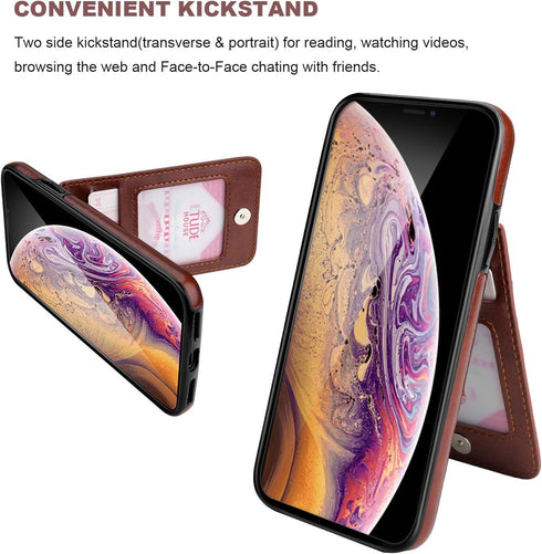 KIHUWEY Compatible with iPhone X/Xs Case Wallet with Credit Card Holder, Premium Leather Magnetic Clasp Kickstand Heavy Duty Protective Cover for ...