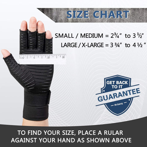 2 Pairs Copper Arthritis Gloves for Women Men, Wrist Reinforcement Fingerless Arthritis Compression Gloves for Relieving Carpal Tunnel Aches, Rheu...