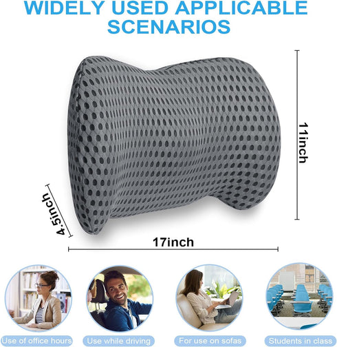 Lumbar Support Pillow, Ergonomic - Memory Foam Lumbar Support Pillow for Lower Back Pain Relief for Car Seats, Office Chairs, Gaming Consoles, Sof...