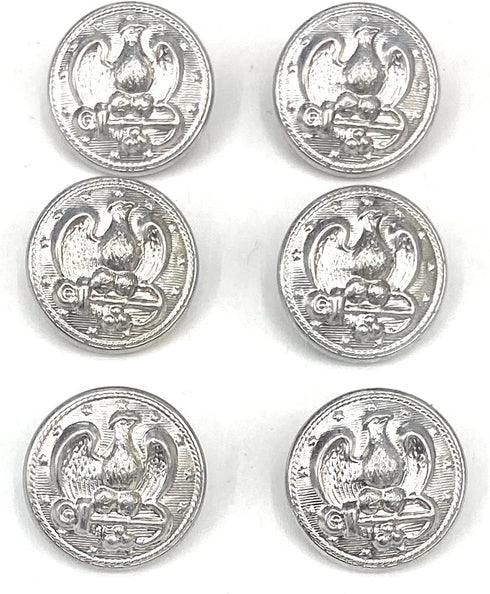 Silver Buttons Sets Eagle Crest Buttons Metal (Six pc. 3/4" inch (20mm))...