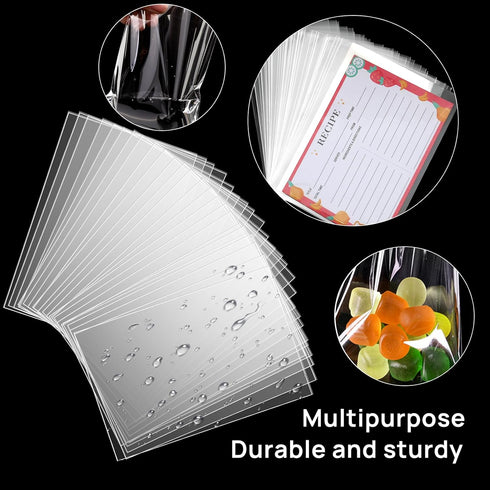 100PCS Recipe Card Protectors,4x6 Waterproof Clear Recipe Card Covers,Plastic Sleeves for Recipe Card,Protect Your Recipes from Kitchen Messes...