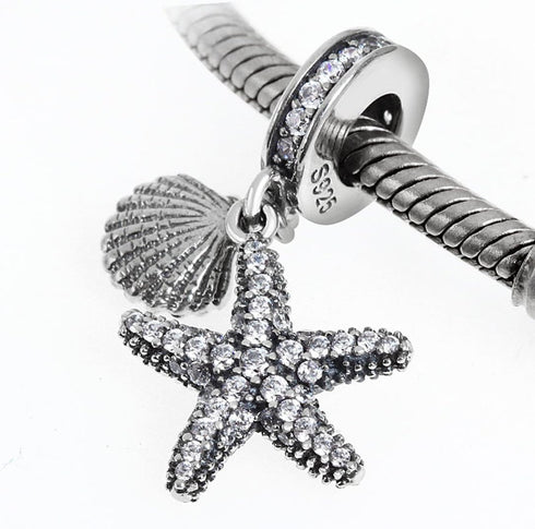 925 Sterling Silver Starfish Charm Shell Charm Ocean Sea Charm Animal Charm Star Charm Anniversary Charm for Pandora Charms Bracelet...