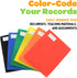 2 Pocket Multicolor Plastic Folders with Prong Fasteners, Black, Red, Green, Blue, Yellow, Orange, 6 Pack Plastic Folders...