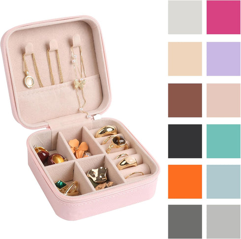 Jewelry Organizer Box Pink Travel Jewelry Case for Women Teen Girl Gifts Travel Jewelry Organizer Small Women Jewelry Holder for Ring Necklaces Br...