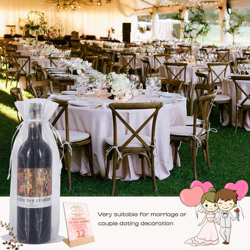 HRX Package 30pcs White Organza Wine Bags, Sheer Mesh Wine Gift Pouches Bottle Covers Dresses Drawstring for Christmas...