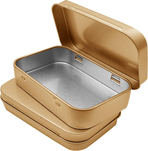 6 Pcs Metal Hinged Tin Box Container Mini Portable Small Storage Container Kit with Lid for Home Storage 3.7 x 2.3 x 0.8 Inch, Gold...