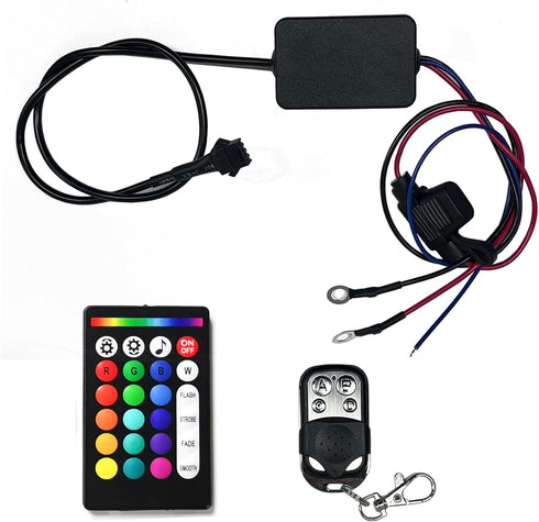 18 Kinds of Color Dual Remote RGB Music Controller for Motorcycle LED Accent Strip Light with Brake Function...
