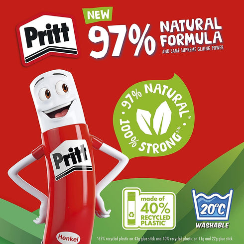 Pritt Glue Stick, Safe & Child-Friendly Craft Glue for Arts & Crafts Activities, Strong-Hold Adhesive for School & Office Supplies, 22 g (Pack of ...