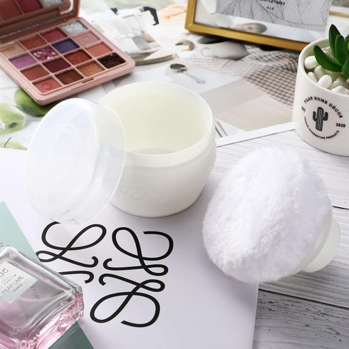 2 Sets Body Powder Container After Bath Baby Powder Case Fluffy Puff Kit Baby Body Care Powder Box Cosmetic Bath Powder Container Puff with a Larg...