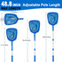 Swimming Pool Skimmer Net, Pool Net with 3 Pole Sections, 10.6" x 48.8" Pool Skimmer Net with Ultra Fine Mesh Net, Telescopic Aluminum Pole, Leaf ...