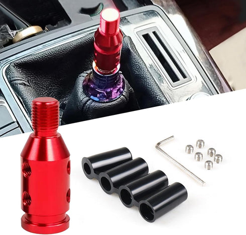 1 PC M12 x 1.25 Universal Shift Knob Adapter, Aluminum Alloy Transmission Gear Stick Shift Connector, for Non Threaded Shifters (Red)...