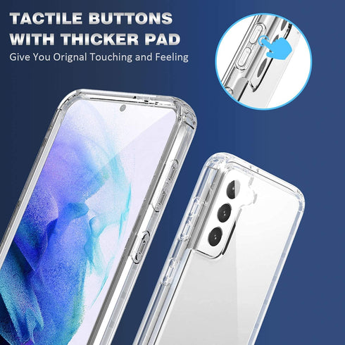 KIOMY Clear Case for Samsung Galaxy S21, 360 Full Body Protection Heavy Duty Shockproof Dual Layers Design, Raised Hard PC Front Cover with Build ...