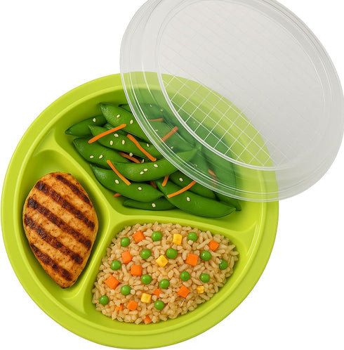 BNYD Portion Control Lunch Container with Lid – Travel Food Storage for Meal Prep, Bento Box Style, Divided Microwave Safe Dish (Set of 1)...