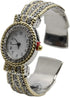 Metal Ladies Western Bangle/Cuff Watch with Simple Rhinestones on Band (Two Tone)...