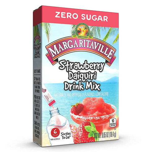 Margaritaville Singles To Go Water Drink Mix - Strawberry Daiquiri Flavored, Non-Alcoholic Powder Sticks (4 Boxes with 6 Packets Each - 24 Total S...