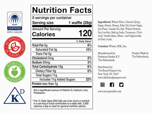 DAELMANS Stroopwafels, Dutch Waffles Soft Toasted, Honey, Office Snack, Kosher Dairy, Made In Holland, 8 Stroopwafels Per Box, 8.11 Oz (Pack of 1)...