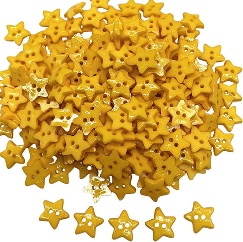 50 Pcs 12mm Five-Pointed Star Buttons with 2 Holes, Resin Sewing Buttons for Knitting Crafting Sewing Clothes, Gold...