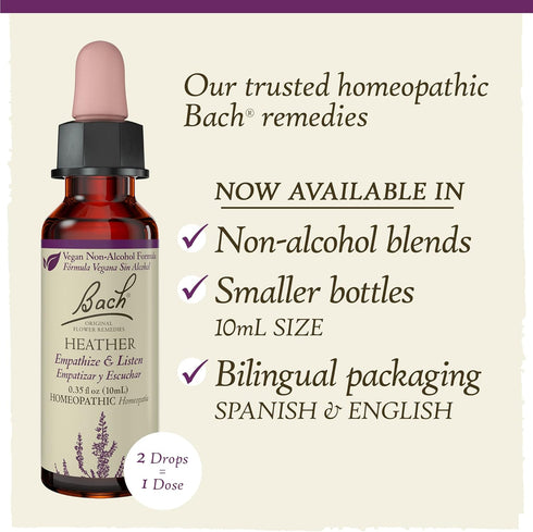 Bach Original Flower Remedies, Heather for Empathy (Non-Alcohol Formula), Natural Homeopathic Flower Essence, Holistic Wellness and Stress Relief,...