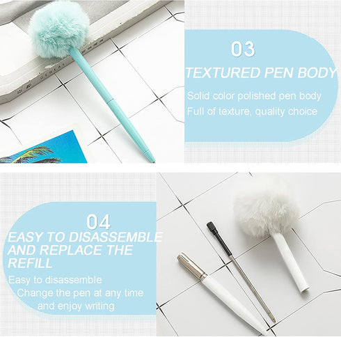IXIGER plush Pens,Cute Fluffy Ball Top Pens,gift Pen,feather pen,Colorful Fluffy Ball Pen for Easter and Party Supplies,3 pcs fun pens,fluffy pens...